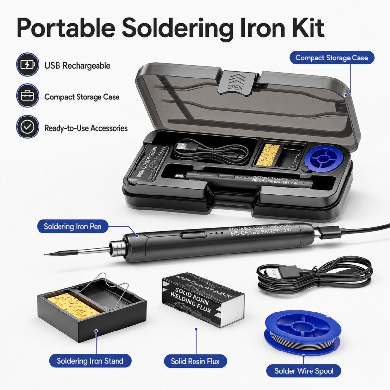 Diy Electronics Bench - USB Rechargeable Soldering Iron Kit, 3-Level