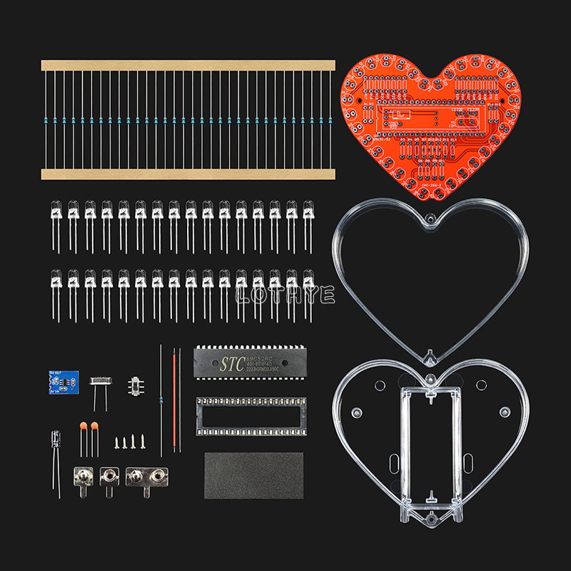 Diy Electronics Set - RGB Colorful Flowing Water Light Heart-shaped