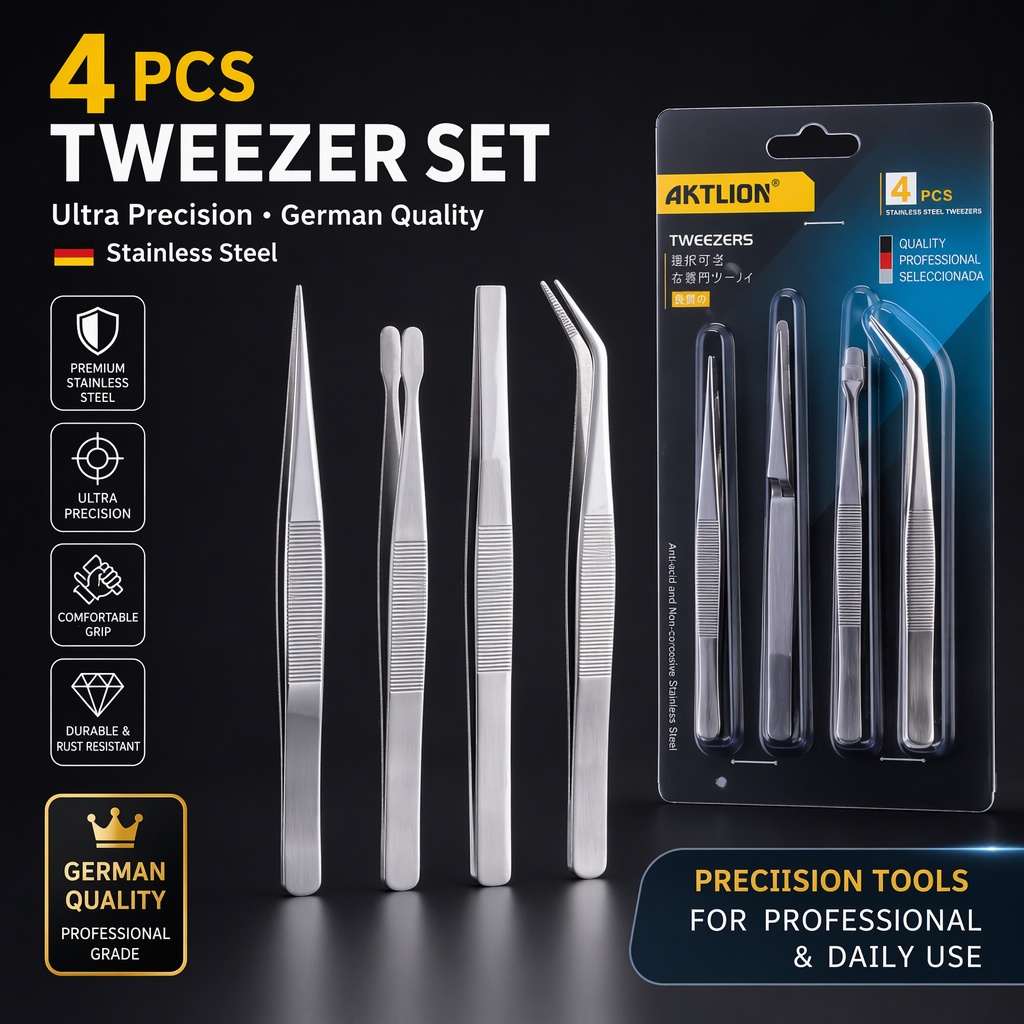 Diy Electronics Repair - 4Pcs Professional Precision Tweezers Set, German