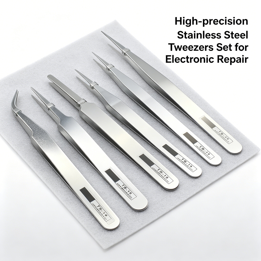 Diy Electronics Repair - Anti-magnetic Stainless Steel Tweezers Kit 6