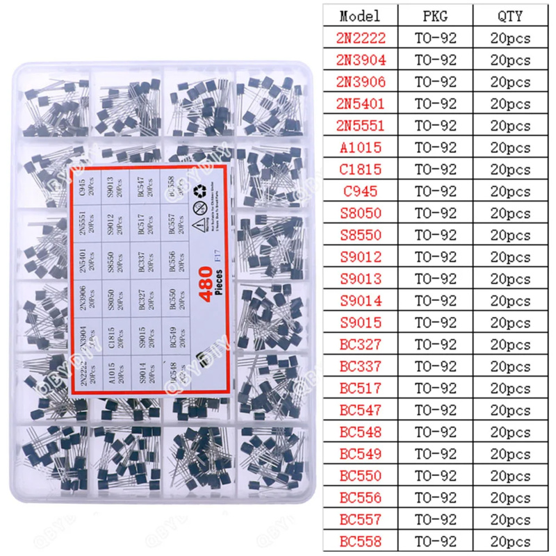 480Pcs 24Types NPN PNP Transis - đánh giá và giá Mosfet Transistor Set