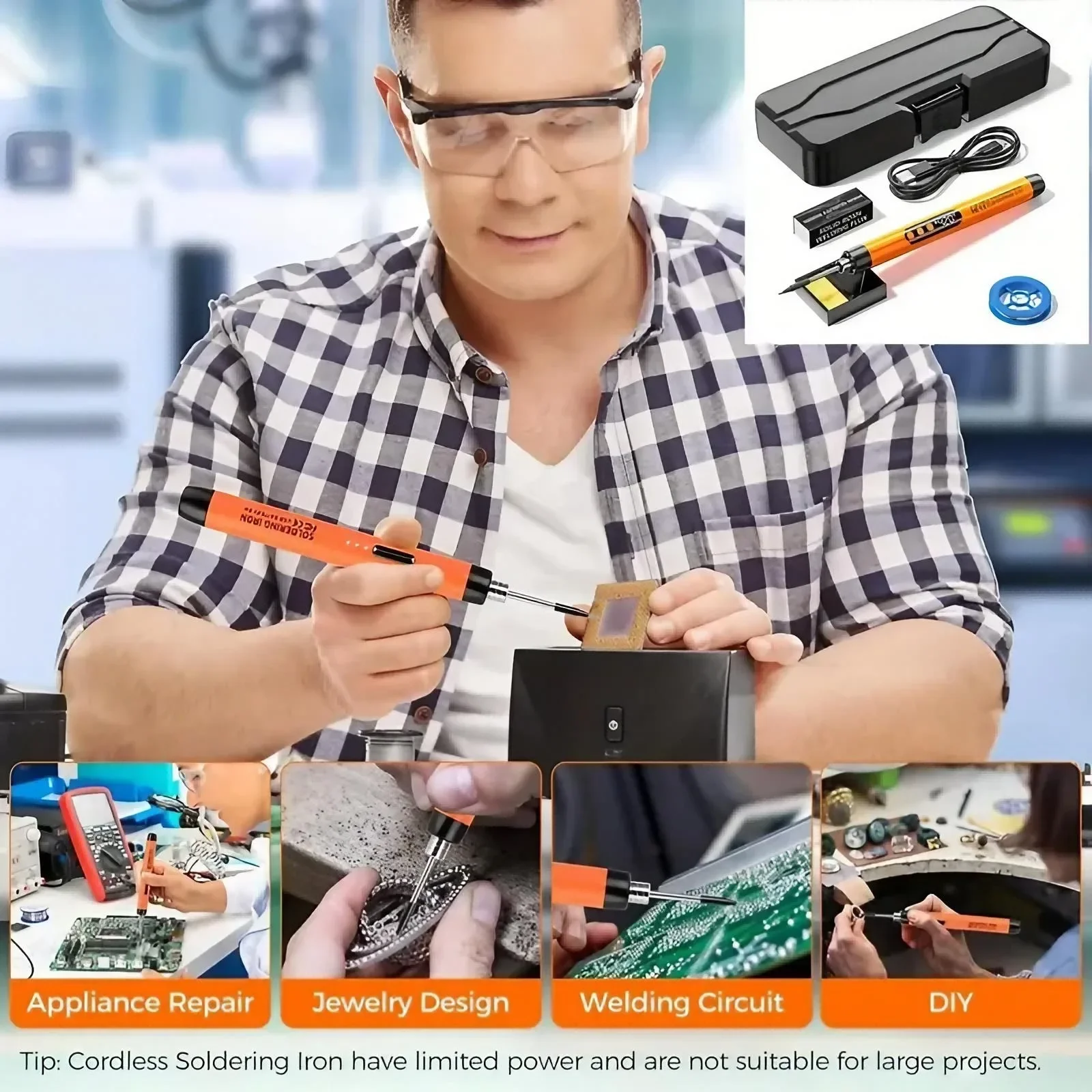 USB Rechargeable Mini Solderin - đánh giá và giá Diy Electronics Bench