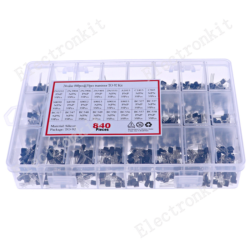 840pcs 24Values TO-92 PNP/NPN  - đánh giá và giá Mosfet Transistor Set